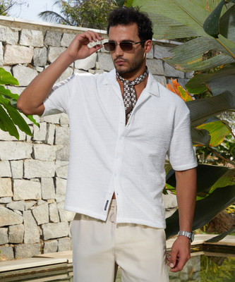 CAMPUS SUTRA Men Solid Casual White Shirt