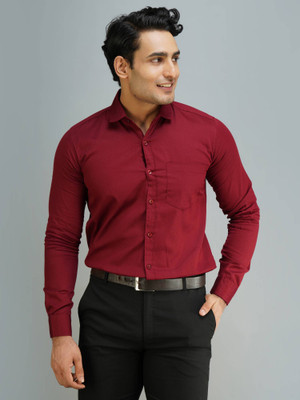 Silory Men Solid Formal Maroon Shirt
