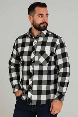 Truehind Men Checkered Casual Black, White Shirt