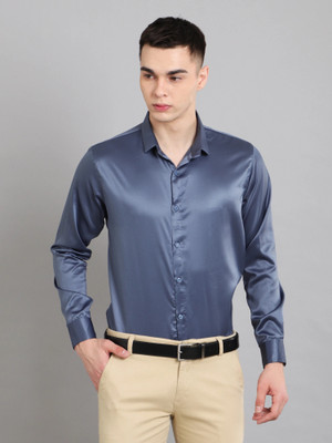 Sam Unique Man Men Solid Formal Grey Shirt