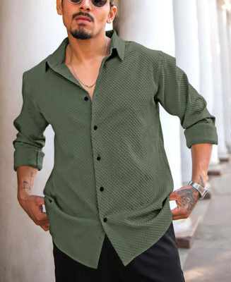Shubhlakshmi Men Self Design Casual Green Shirt