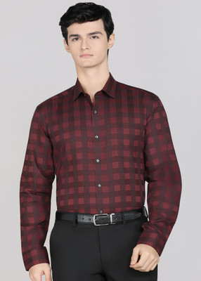 ARROW Men Checkered Formal Maroon Shirt