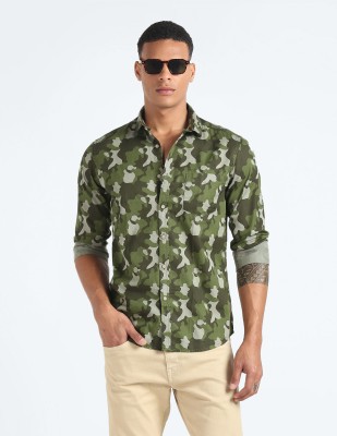 FLYING MACHINE Men Printed Casual Green Shirt