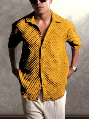 Tee Projekt Men Solid Casual Yellow Shirt