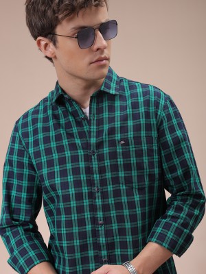 The Indian Garage Co. Men Checkered Casual Green Shirt