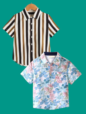 KILLER Boys Striped, Printed Casual Multicolor Shirt(Pack of 2)