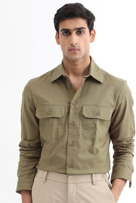 RARE RABBIT Men Solid Casual Green Shirt