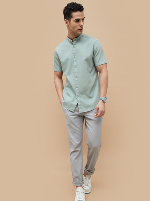 CODE by Lifestyle Men Solid Casual Light Green Shirt