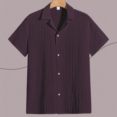 Dharamraj Fashion Men Self Design Casual Purple Shirt
