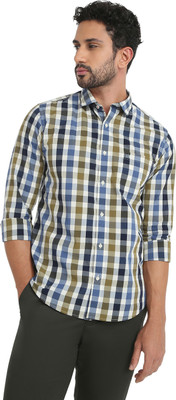 Raymond Men Checkered Casual Blue Shirt