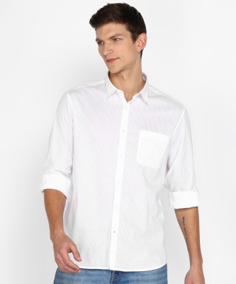 INDIAN TERRAIN Men Striped Casual White Shirt