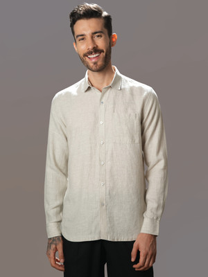 Indiqlo Men Solid Casual Beige Shirt