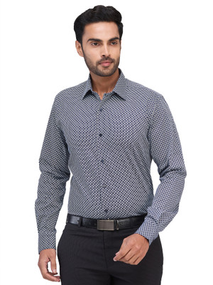 Raymond Men Printed Formal Blue Shirt