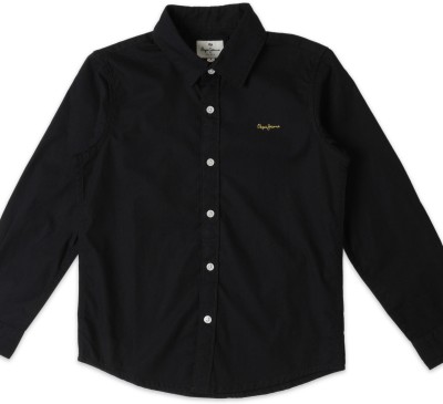 Pepe Jeans Boys Solid Casual Black Shirt