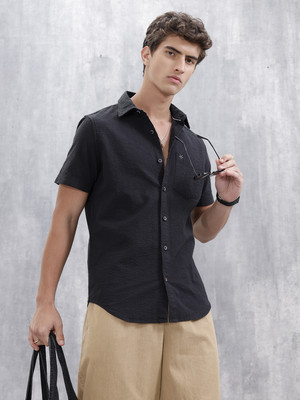 WROGN Men Striped Casual Black Shirt