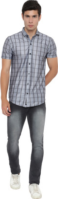 DHAMELIYA ENTERPRISE Men Checkered Casual Grey Shirt