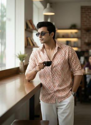 INDICLUB Men Self Design Formal Multicolor Shirt