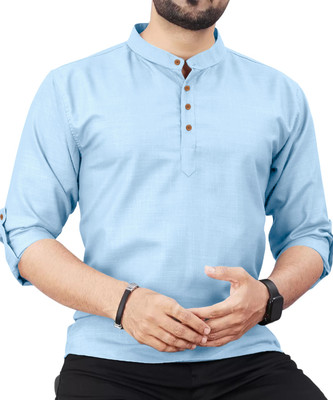 ROYAL SCOUT Men Solid Casual Light Blue Shirt