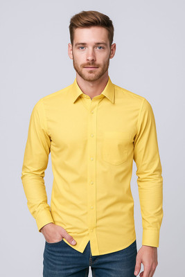 OFFICER CHOICE Men Solid Formal Yellow Shirt