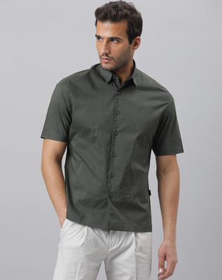 RARE RABBIT Men Solid Casual Dark Green Shirt