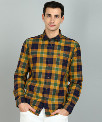 U.S. POLO ASSN. Men Checkered Casual Dark Blue Shirt
