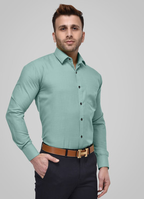 SHIRTWALAA Men Solid Formal Light Green Shirt