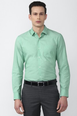 PETER ENGLAND Men Self Design Formal Green Shirt