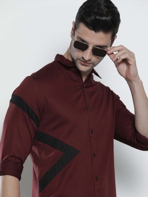 The Indian Garage Co. Men Solid Casual Maroon Shirt