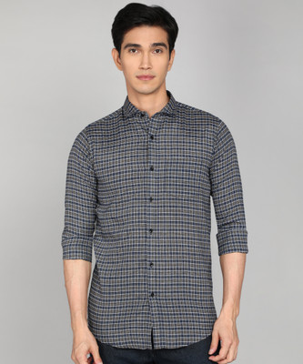 FIBERMILL Men Checkered Formal Dark Blue, Yellow, White Shirt