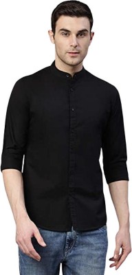 WOMEN MODE Men Solid Casual Black Shirt