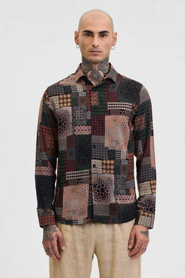 Snitch Men Printed Casual Brown Shirt