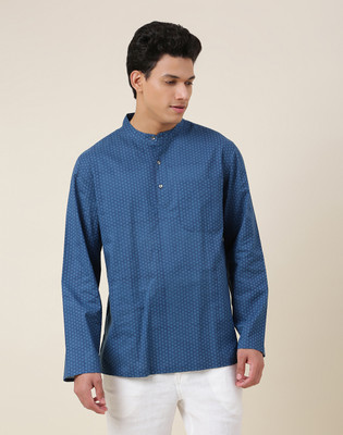 Fabindia Men Printed Casual Blue Shirt