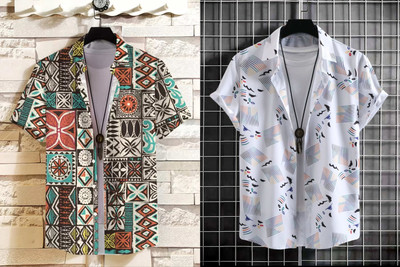 SANBROS Men Printed Casual Multicolor Shirt(Pack of 2)