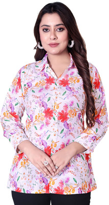 MAPRI Women Printed, Floral Print Casual White, Multicolor Shirt