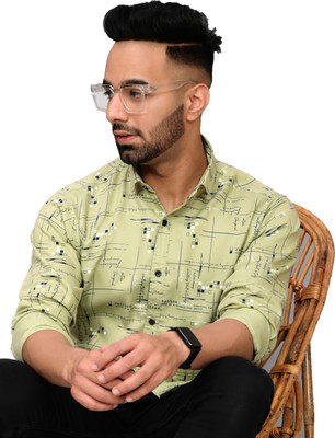 SHIRTZONE Men Printed Casual Green Shirt