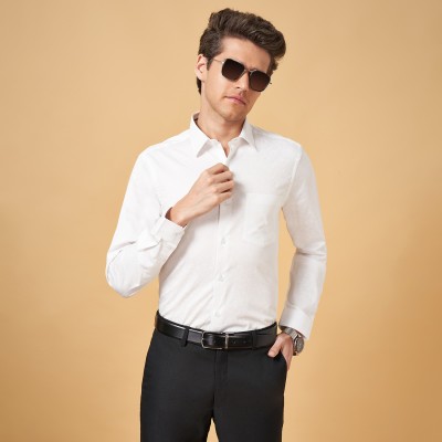 Peregrine by Pantaloons Men Printed Formal White Shirt