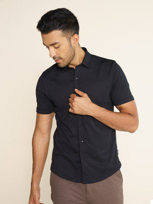 Damensch Men Solid Casual Black Shirt