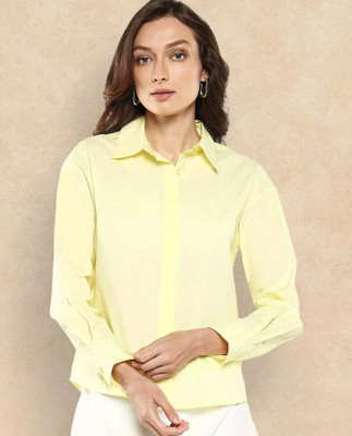 RAREISM Women Solid Formal Yellow Shirt