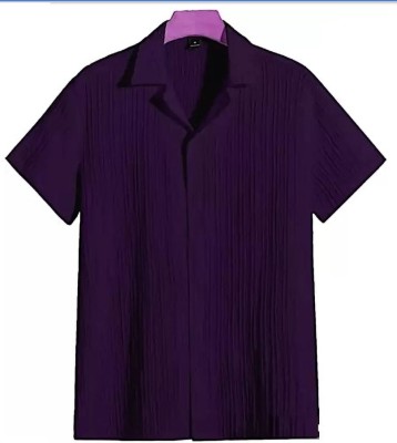 Abhirushi Boys Solid Casual Purple Shirt