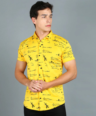 METRONAUT Men Printed Casual Yellow Shirt