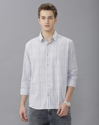 VOI JEANS Men Checkered Casual Grey Shirt