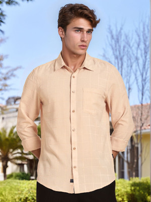 THOMAS SCOTT Men Checkered Casual Pink Shirt