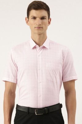 PETER ENGLAND Men Checkered Formal Pink Shirt