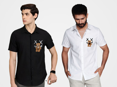 ASHIMA FAB TEX Men Printed Casual Multicolor Shirt(Pack of 2)