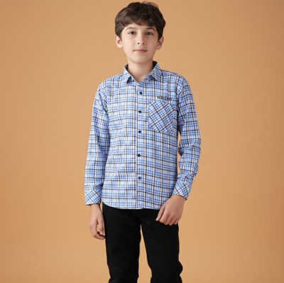 KILLER Boys Checkered Casual Blue Shirt