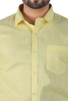 BBM MILLS Men Solid Casual Yellow Shirt