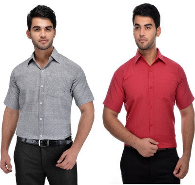 DESHBANDHU KHADI Men Solid Formal Multicolor Shirt(Pack of 2)