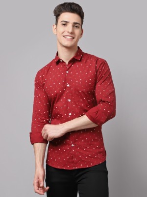 HANUMNTRA Men Printed Casual Red Shirt