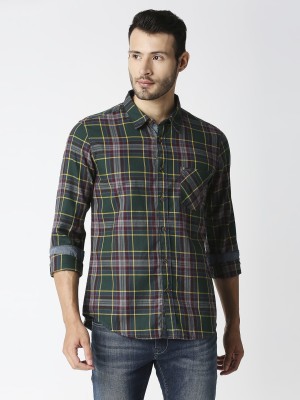 Pepe Jeans Men Checkered Casual Green Shirt