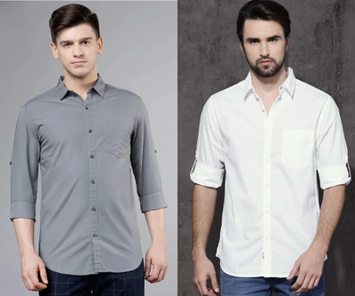 Frank Man Men Solid Casual Multicolor Shirt(Pack of 2)